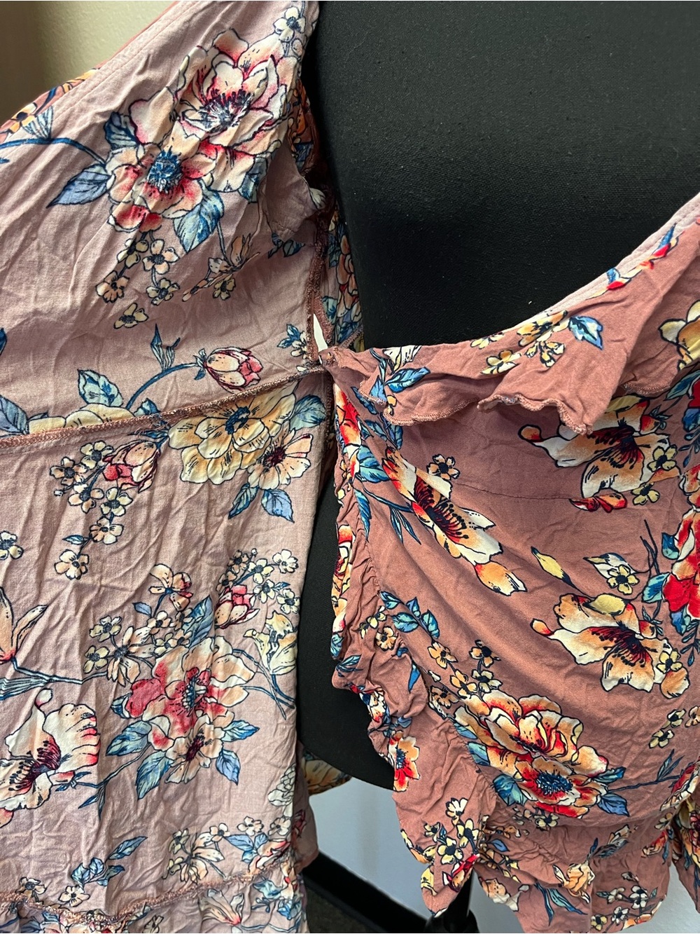Flying Tomato Dusty Rose Floral Wrap Mini Dress - Picture 11 of 12
